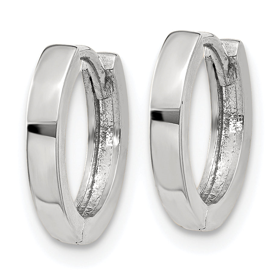 10K White Gold 8 mm x 2 mm Hoop Earrings Hinged