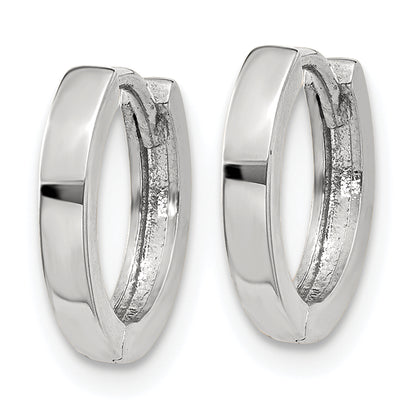 10K White Gold 8 mm x 2 mm Hoop Earrings Hinged