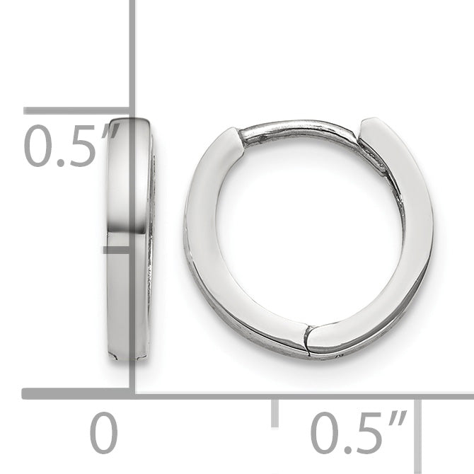 10K White Gold 8 mm x 2 mm Hoop Earrings Hinged