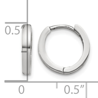 10K White Gold 8 mm x 2 mm Hoop Earrings Hinged