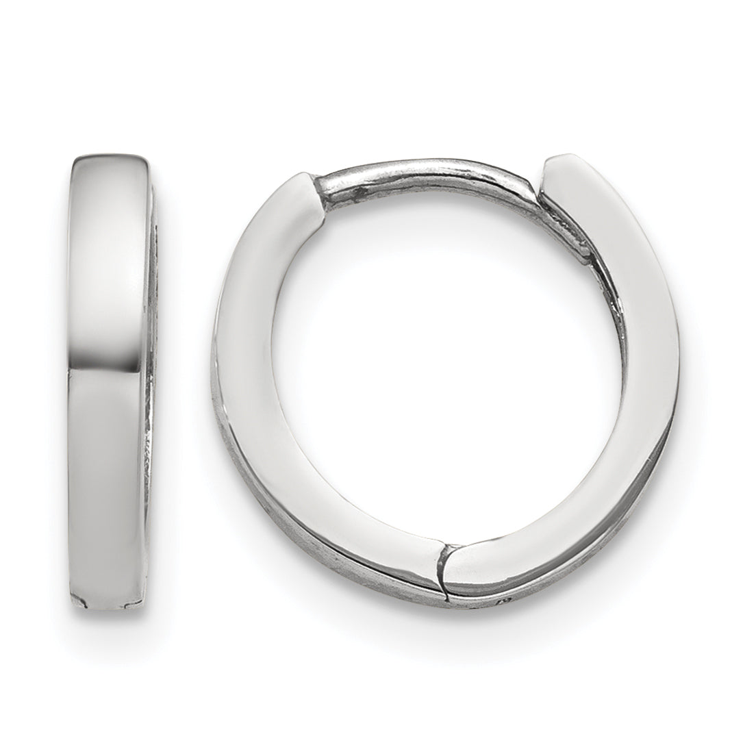 10K White Gold 8 mm x 2 mm Hoop Earrings Hinged