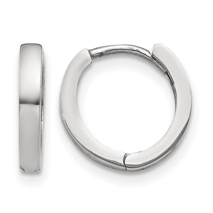 10K White Gold 8 mm x 2 mm Hoop Earrings Hinged