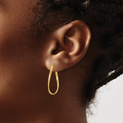 10K Yellow Gold 28mm x 2mm Small Twisted Round Hoop Earrings