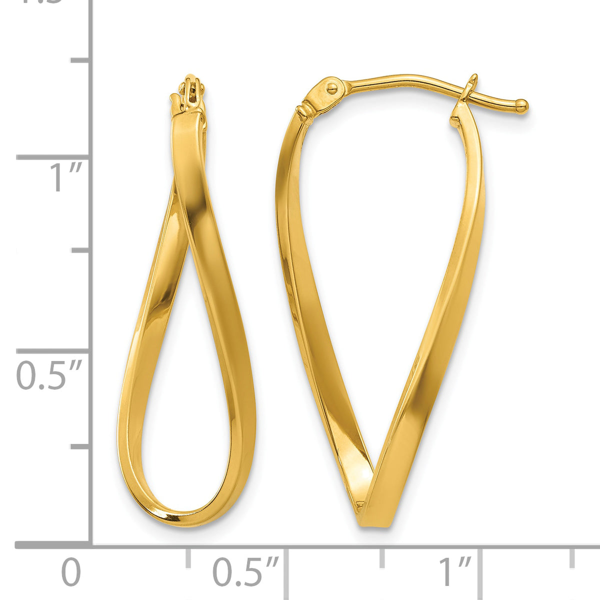 10K Yellow Gold 28mm x 2mm Small Twisted Round Hoop Earrings