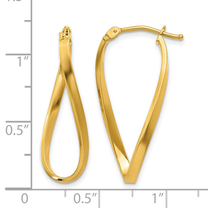10K Yellow Gold 28mm x 2mm Small Twisted Round Hoop Earrings