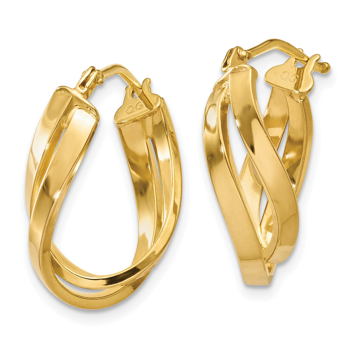 10K Yellow Gold 18.25mm x 4mm Twisted Round Hoop Earrings