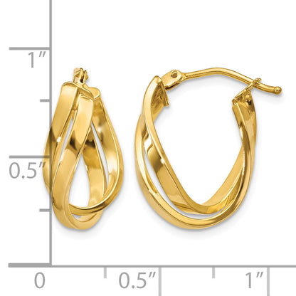 10K Yellow Gold 18.25mm x 4mm Twisted Round Hoop Earrings