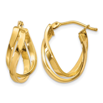 10K Yellow Gold 18.25mm x 4mm Twisted Round Hoop Earrings