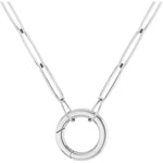 Carregar imagem no visualizador da galeria, 14K Yellow Rose White Gold 2.1mm Elongated Paper Clip Link Chain with Circle Round Hinged Lock Clasp Connector Pendant Charm Choker Necklace
