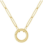 Load image into Gallery viewer, 14K Yellow Rose White Gold 2.1mm Elongated Paper Clip Link Chain with Circle Round Hinged Lock Clasp Connector Pendant Charm Choker Necklace

