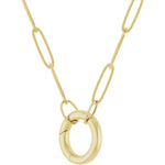 將圖片載入圖庫檢視器 14K Yellow Rose White Gold 2.1mm Elongated Paper Clip Link Chain with Circle Round Hinged Lock Clasp Connector Pendant Charm Choker Necklace

