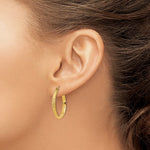 Lataa kuva Galleria-katseluun, 14k Yellow Gold Diamond Cut Round Hoop Earrings 25mm x 2.5mm
