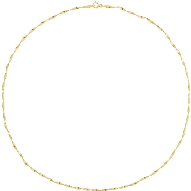 14k Yellow Gold 1.6mm Twisted Herringbone Bracelet Anklet Choker Necklace Pendant Chain