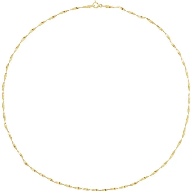 14k yellow gold 1.6mm twisted herringbone bracelet anklet choker necklace pendant chain