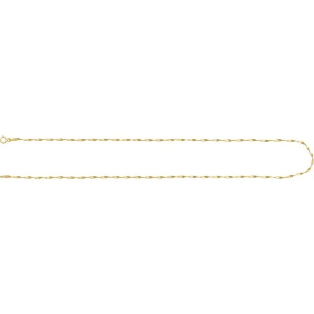 14k yellow gold 1.6mm twisted herringbone bracelet anklet choker necklace pendant chain