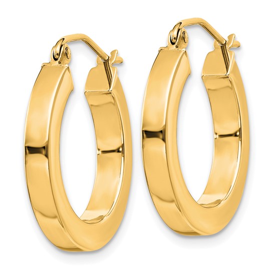 10k Yellow Gold Classic Square Tube Round Hoop Earrings 19mm x 3mm