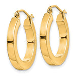 이미지를 갤러리 뷰어에 로드 , 10k Yellow Gold Classic Square Tube Round Hoop Earrings 19mm x 3mm
