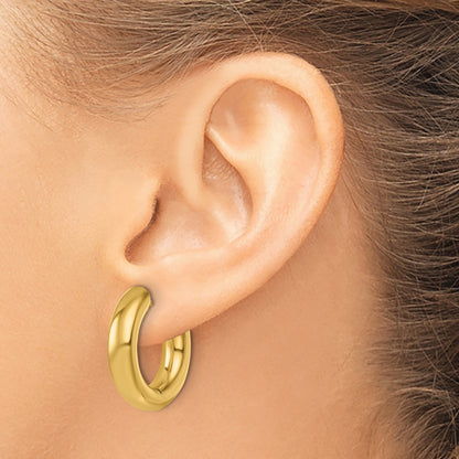 14K Yellow Gold 22mm x 20mm x 5.5mm Hinged Oval Huggie Hoop Earrings