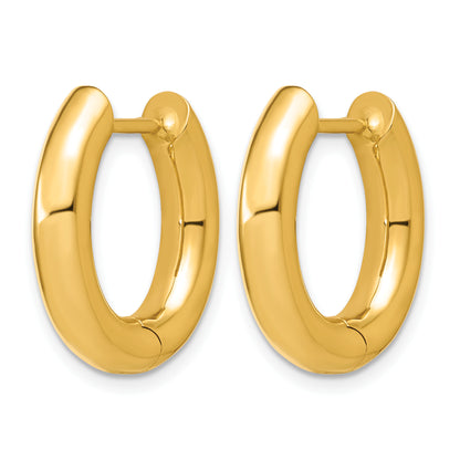 14K Yellow Gold 22mm x 20mm x 5.5mm Hinged Oval Huggie Hoop Earrings