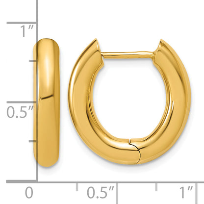 14K Yellow Gold 22mm x 20mm x 5.5mm Hinged Oval Huggie Hoop Earrings