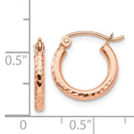 Загрузить изображение в средство просмотра галереи, 14K Rose Gold Diamond Cut Textured Classic Round Hoop Earrings 13mm x 2mm
