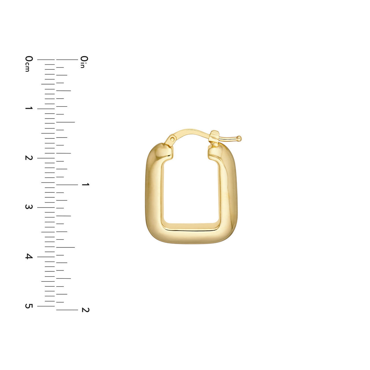 14k yellow gold square puffy geometric modern hoop earrings