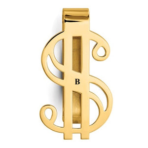 14k solid yellow gold money clip dollar sign symbol personalized engraved monogram