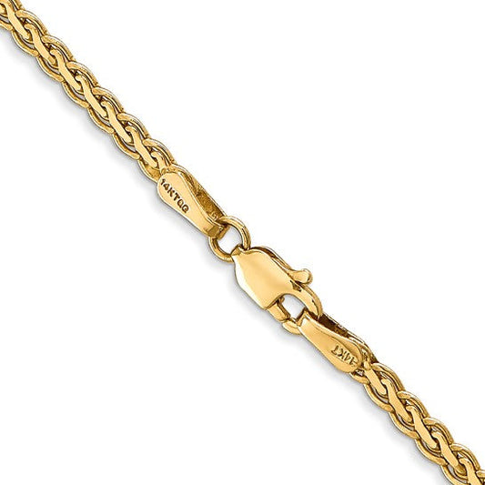 14K Yellow Gold 2.4mm Flat Wheat Spiga Bracelet Anklet Choker Necklace Pendant Chain
