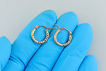 Lade das Bild in den Galerie-Viewer, 14K Rose Gold Diamond Cut Textured Classic Round Hoop Earrings 13mm x 2mm
