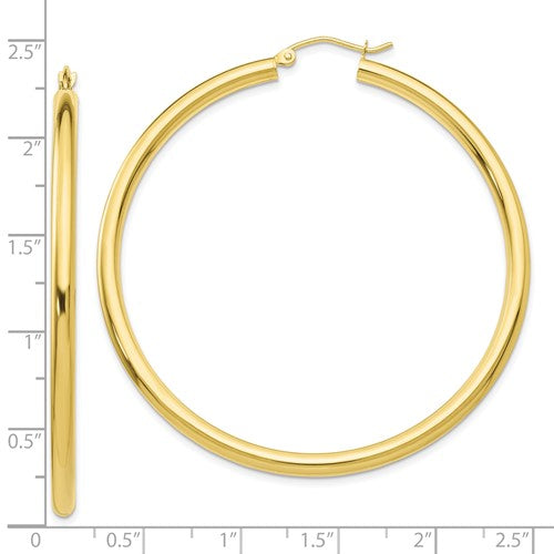 10K Yellow Gold Classic Round Hoop Earrings 55mm x 3mm