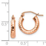 Φόρτωση εικόνας στο εργαλείο προβολής Συλλογής, 14K Rose Gold Diamond Cut Textured Classic Round Hoop Earrings 14mm x 3mm
