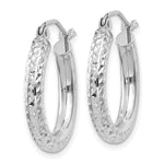 Load image into Gallery viewer, 14K White Gold Diamond Cut Classic Round Diameter Hoop Textured Earrings 19mm x 3mm
