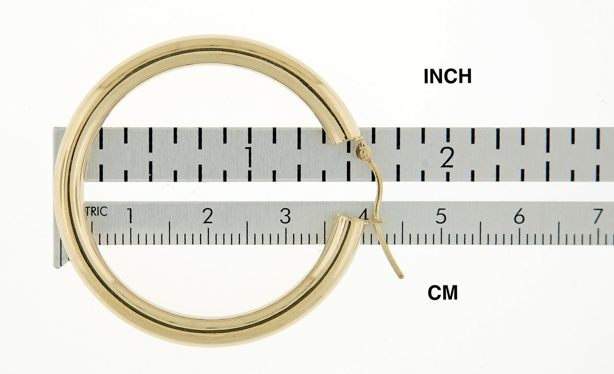 10K Yellow Gold Classic Round Hoop Earrings 40mm x 4mm