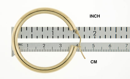 10K Yellow Gold Classic Round Hoop Earrings 40mm x 4mm