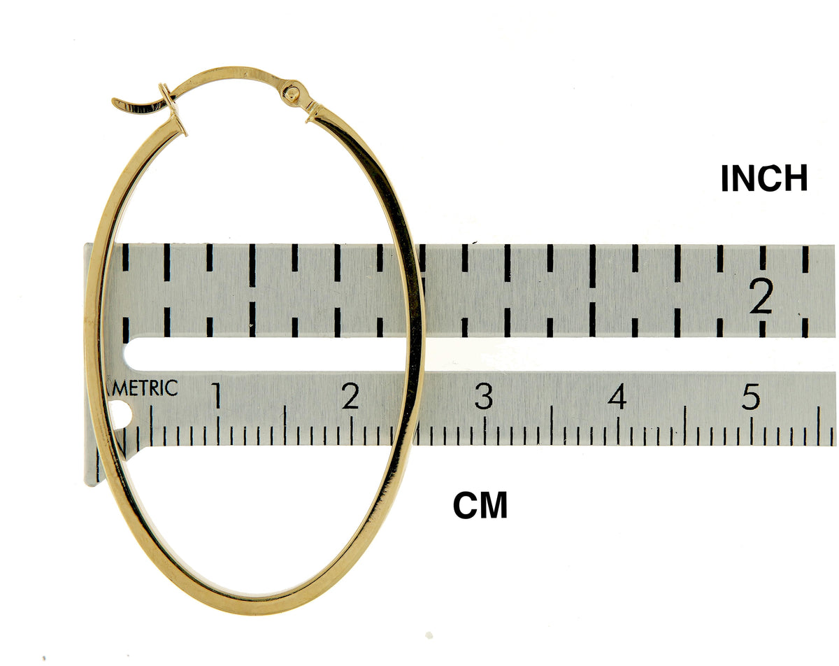 14k yellow gold classic large oval hoop earrings 40mm x 23mm x 3mm