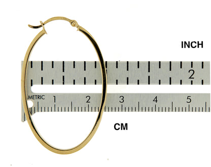 14k yellow gold classic large oval hoop earrings 40mm x 23mm x 3mm