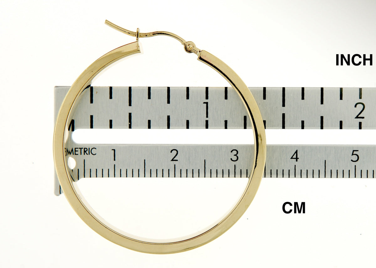 10k yellow gold classic square tube round hoop earrings 35mm x 4mm