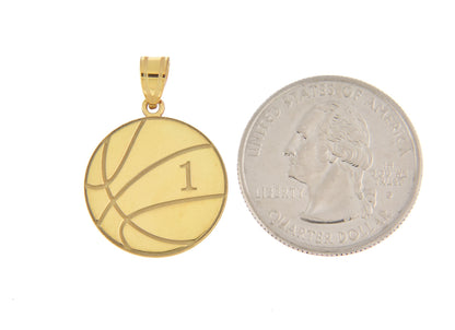 14k 10k gold sterling silver basketball personalized engraved pendant
