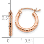 Load image into Gallery viewer, 10k Rose Gold Diamond Cut Round Hoop Earrings 13mm x 2mm
