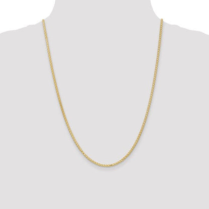 14K Yellow Gold 2.4mm Flat Wheat Spiga Bracelet Anklet Choker Necklace Pendant Chain