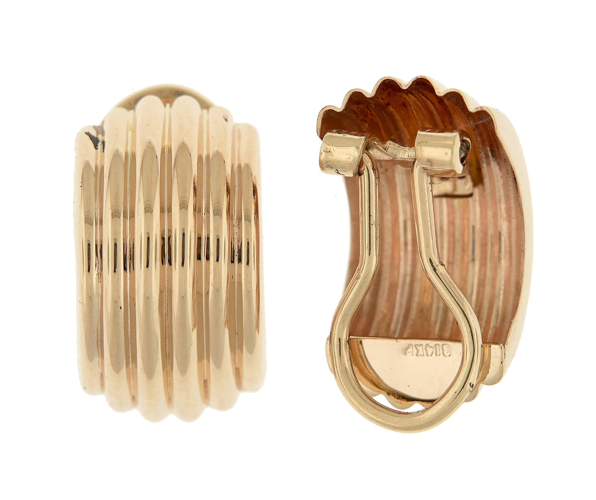 14k yellow gold non pierced fancy clip on huggie j hoop earrings