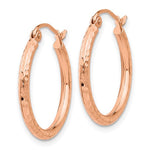 Załaduj obraz do przeglądarki galerii, 10k Rose Gold Diamond Cut Round Hoop Earrings 20mm x 2mm
