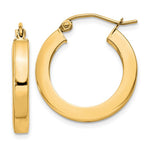 画像をギャラリービューアに読み込む, 10k Yellow Gold Classic Square Tube Round Hoop Earrings 19mm x 3mm

