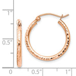 將圖片載入圖庫檢視器 14K Rose Gold Diamond Cut Textured Classic Round Hoop Earrings 20mm x 2mm
