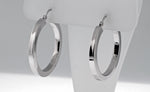 Carica l&#39;immagine nel visualizzatore di Gallery, 14K White Gold Square Tube Round Hoop Earrings 30mm x 3mm
