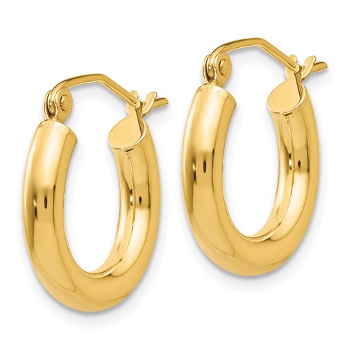 10K Yellow Gold Classic Round Hoop Earrings 16mm x 3mm