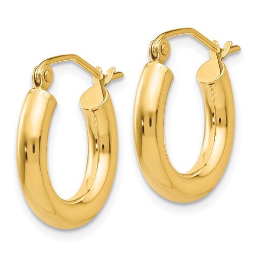10k yellow gold classic round hoop earrings 16mm x 3mm