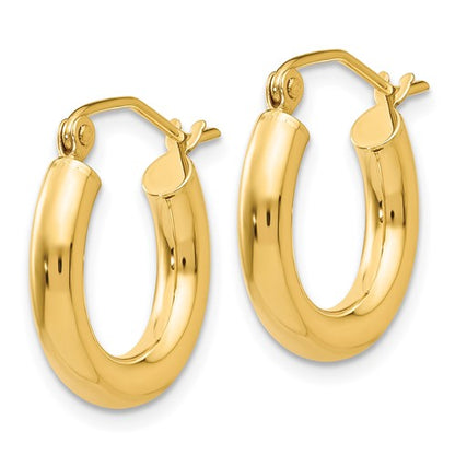 10k yellow gold classic round hoop earrings 16mm x 3mm