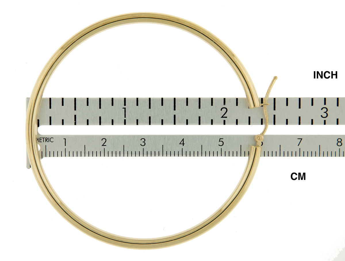 14k yellow gold classic round large hoop earrings 58mm x 3mm lightweight
