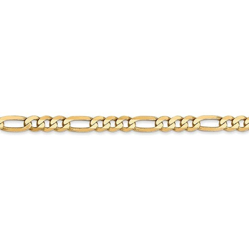 14K Yellow Gold 4mm Flat Figaro Bracelet Anklet Choker Necklace Pendant Chain